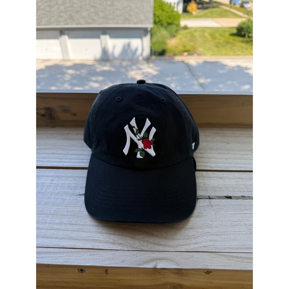'47 Brand New York Yankees Rose Embroidered Black Baseball Cap Hat Adjustable